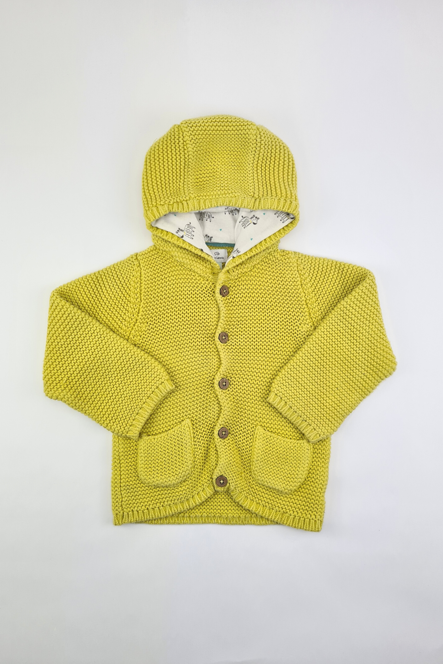 9-12m - 100% Cotton Yellow Hooded Cardigan (John Lewis)