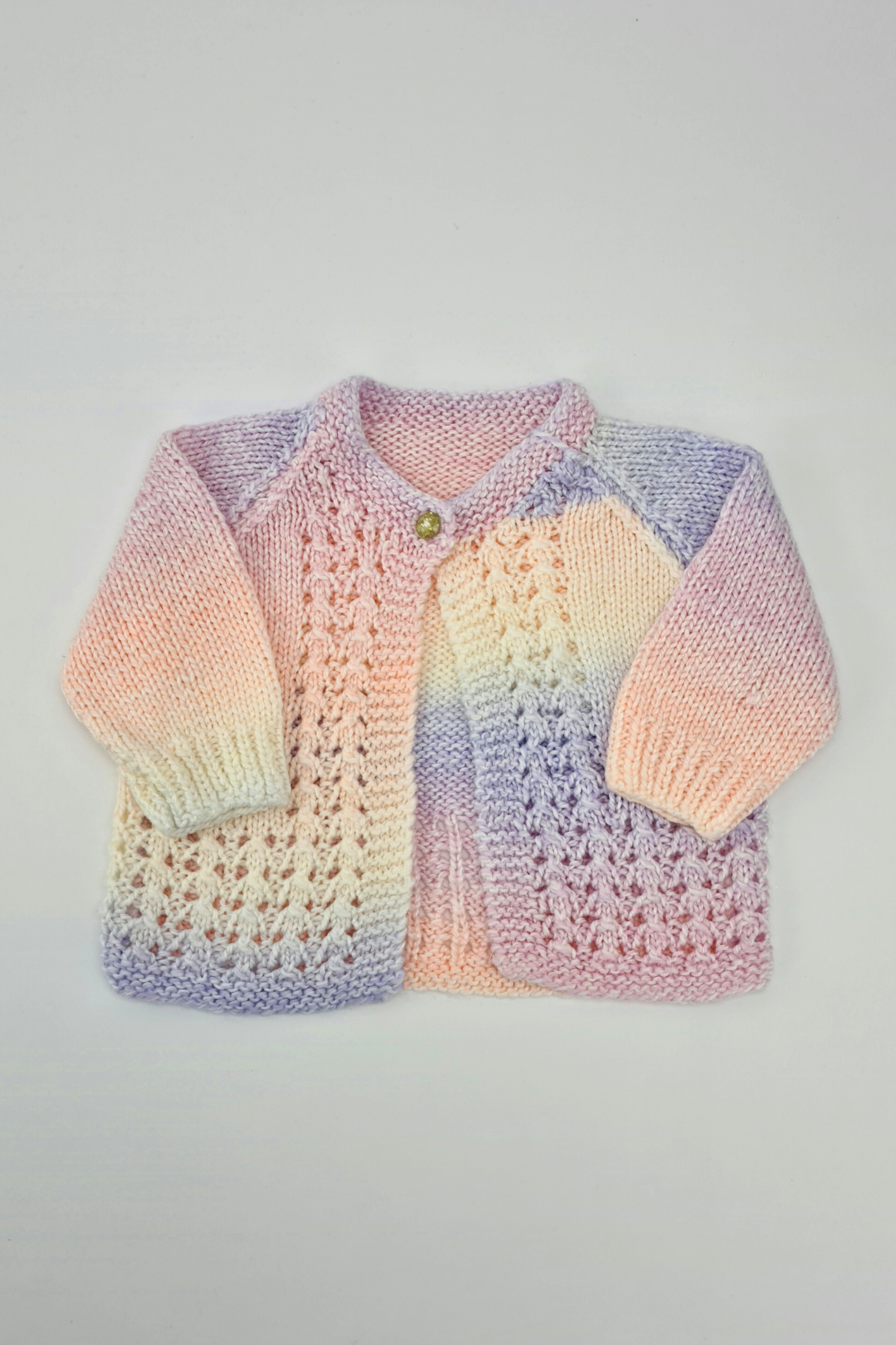 3-6m - Cardigan multicolore fait main
