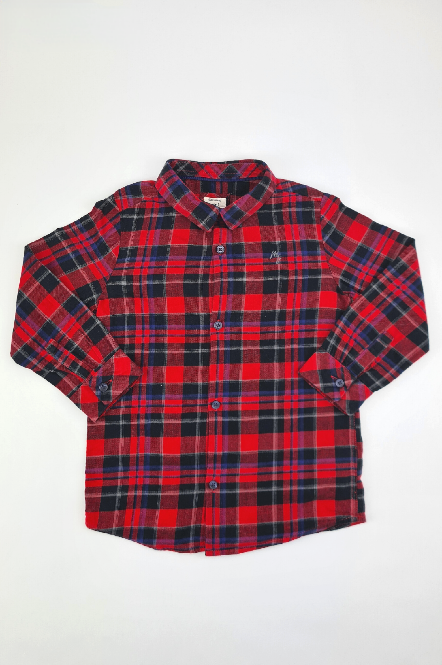 3-4y - Red Plaid Button Shirt ( River Island)