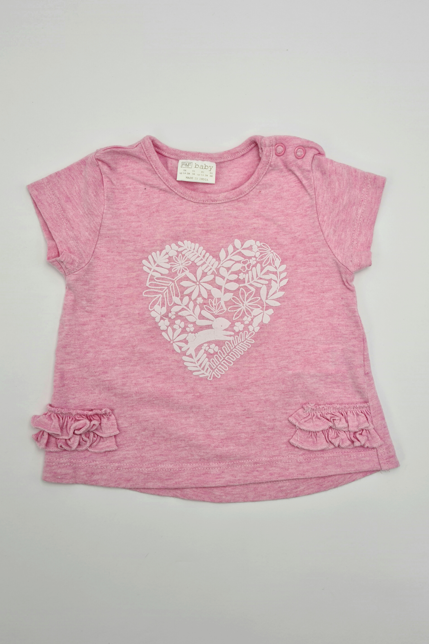 0–3 Monate – Herz-T-Shirt aus 100 % Baumwolle (F&F)