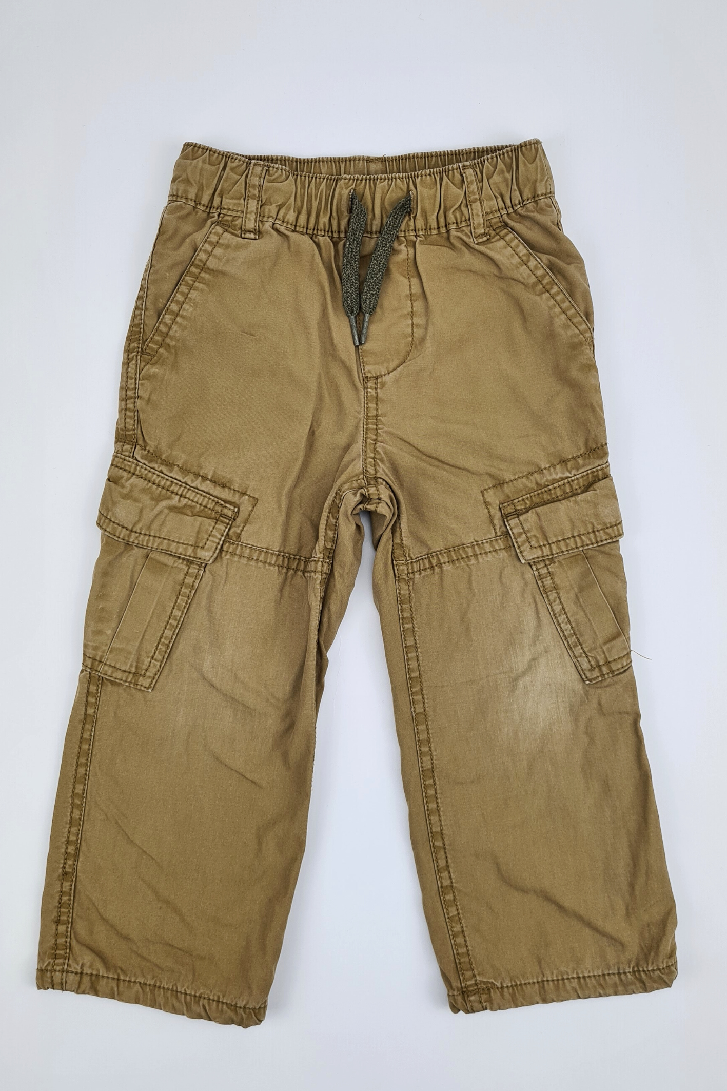 2-3y - 100% Cotton Khaki Cargo Trousers (Gap)