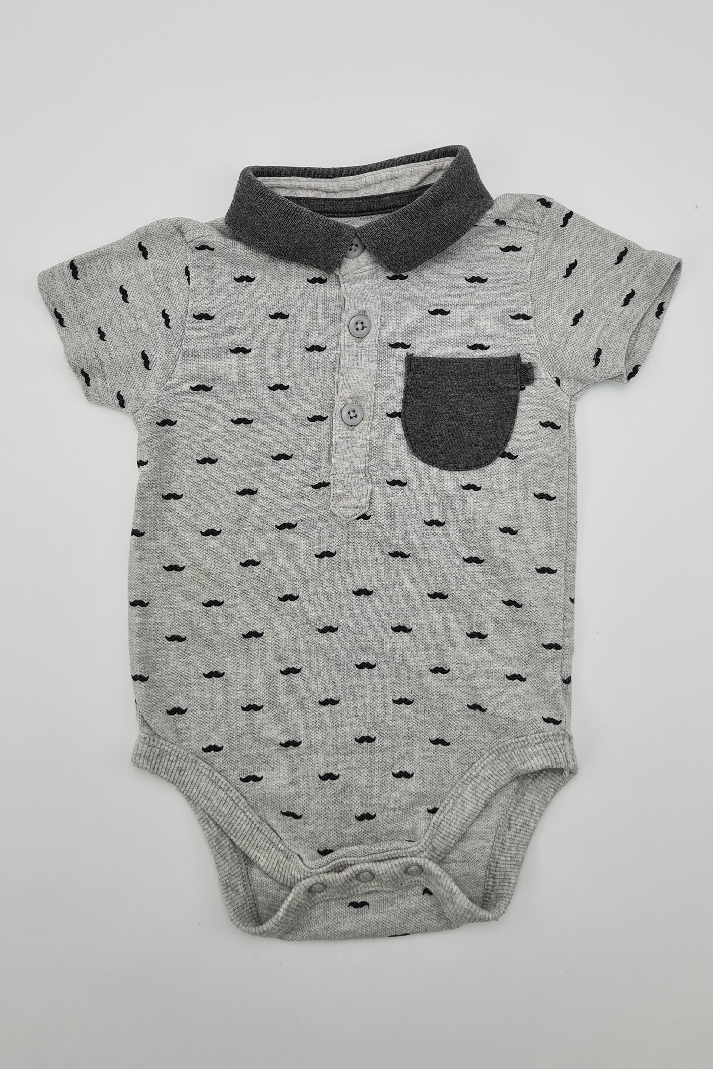 6-9 mois - Body polo imprimé moustache