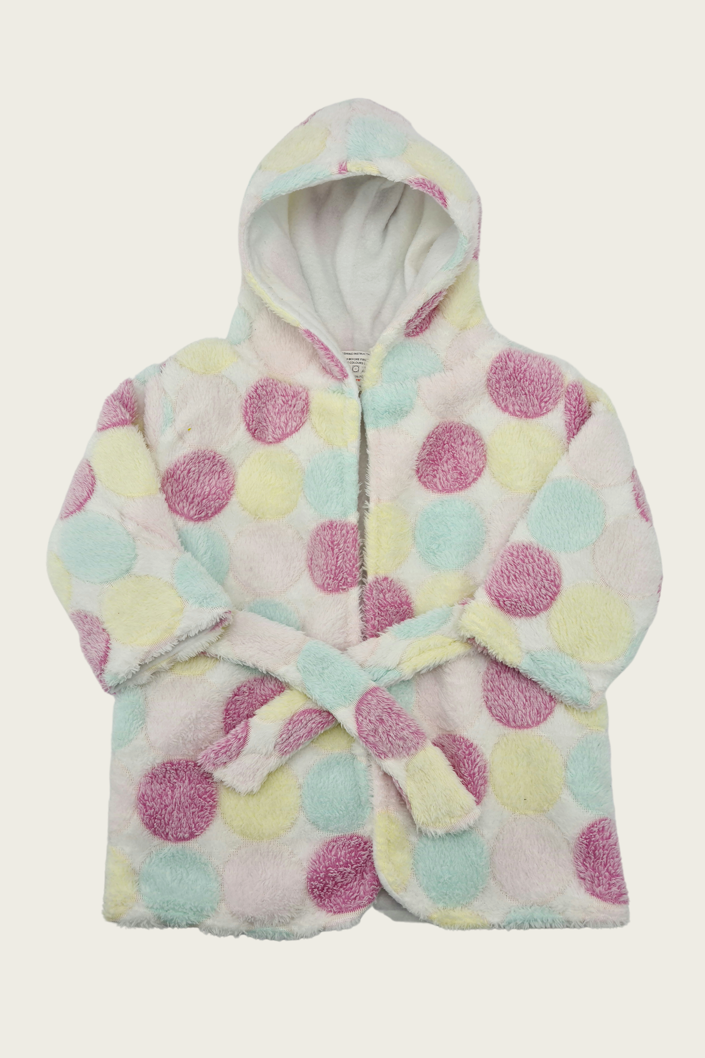 9-12 mois - Robe de chambre à capuche à motif pois