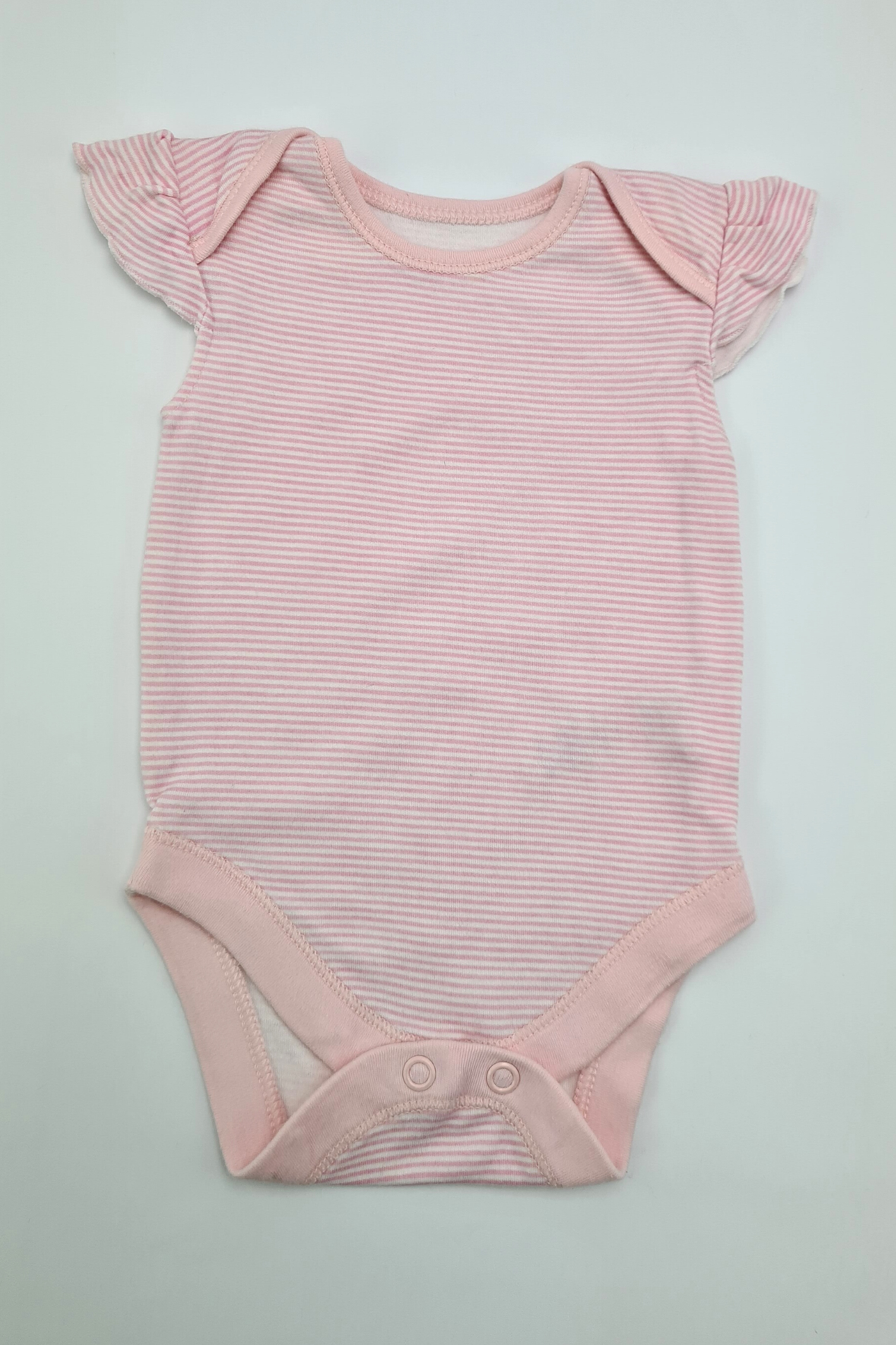 0-3m - Pink & White Stripes Bodysuit
