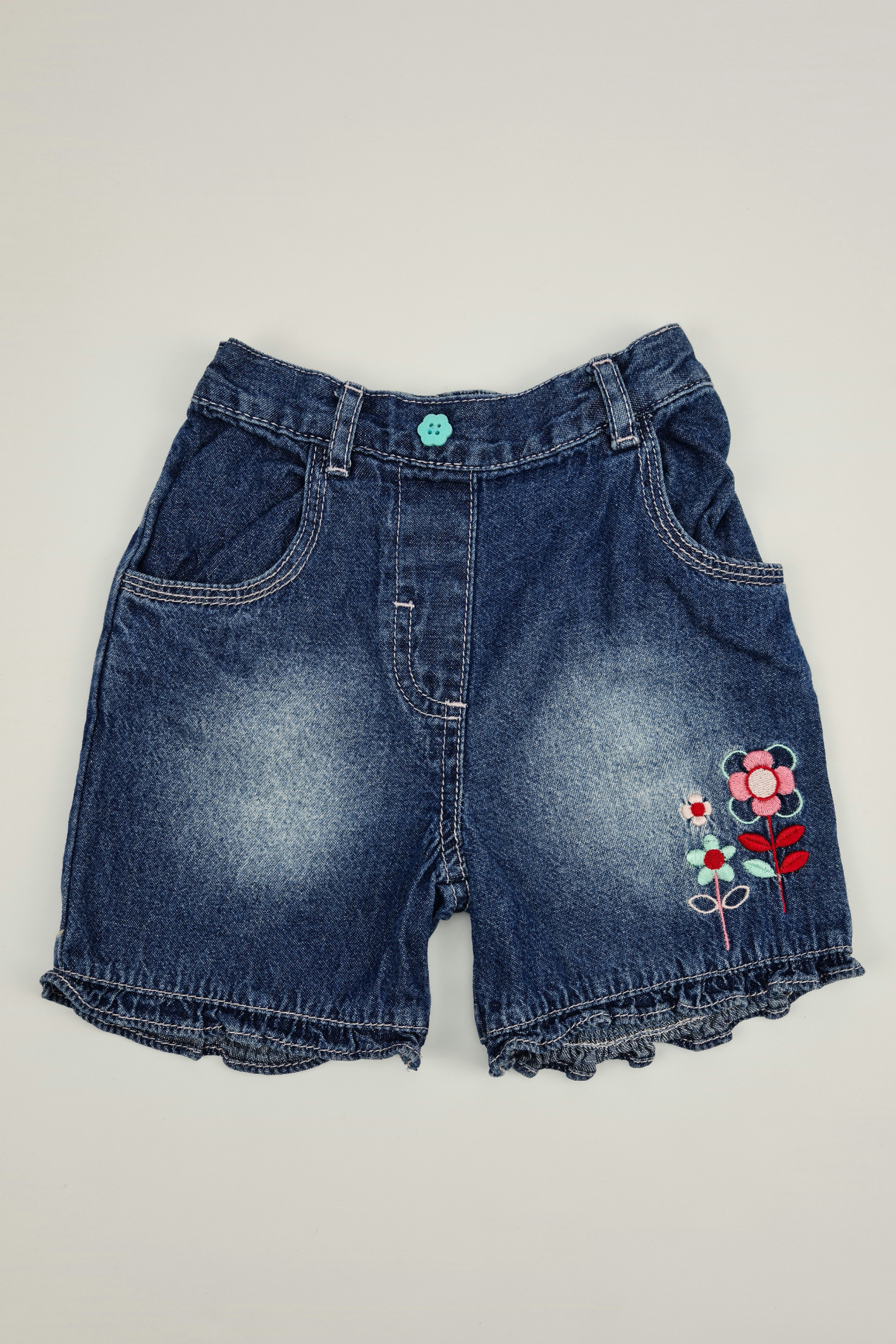 18-24 mois - Short en denim brodé bleu foncé (M&Co.)