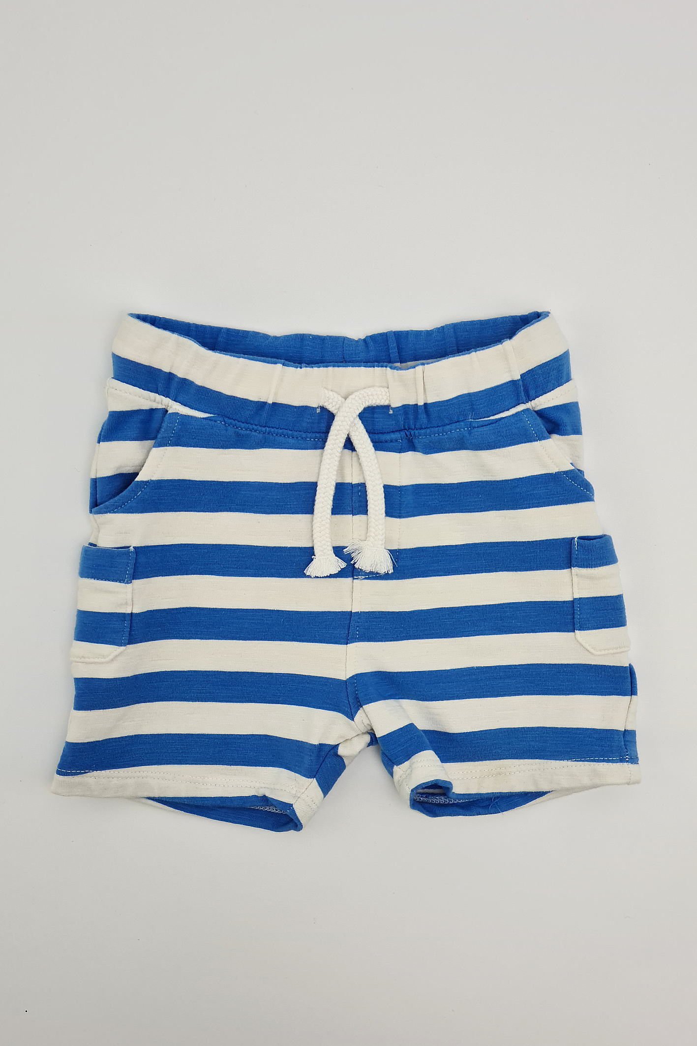 9-12m - 100% Cotton Blue & White Striped Shorts (M&S)