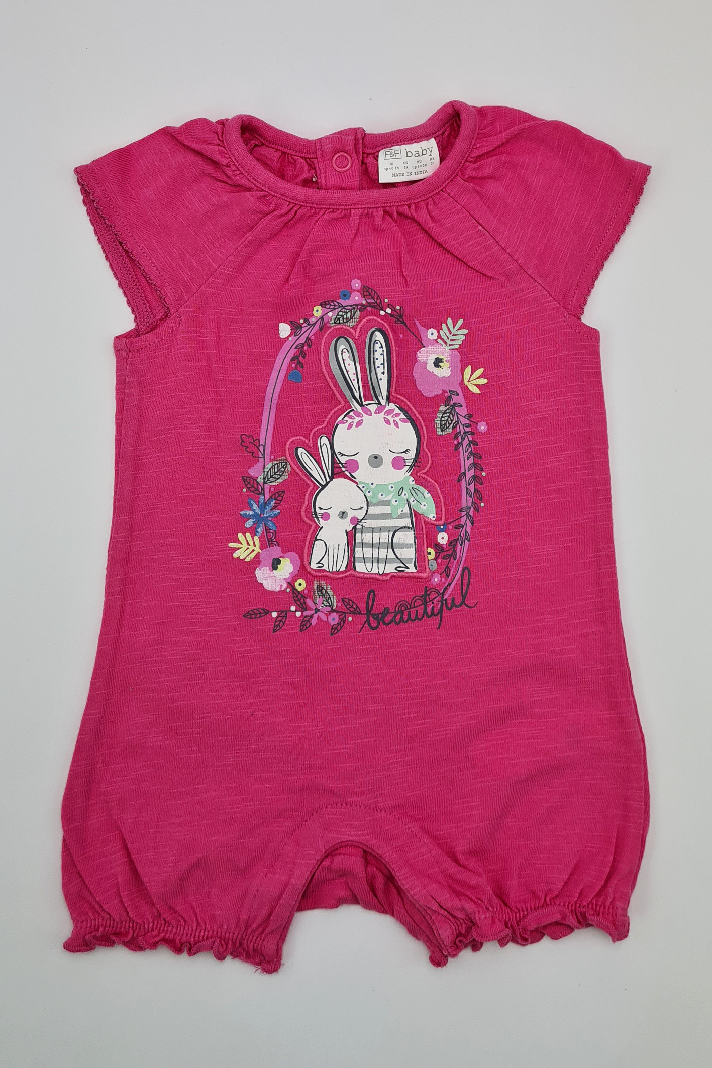0-3 mois - Barboteuse Lapin Rose (F&F)
