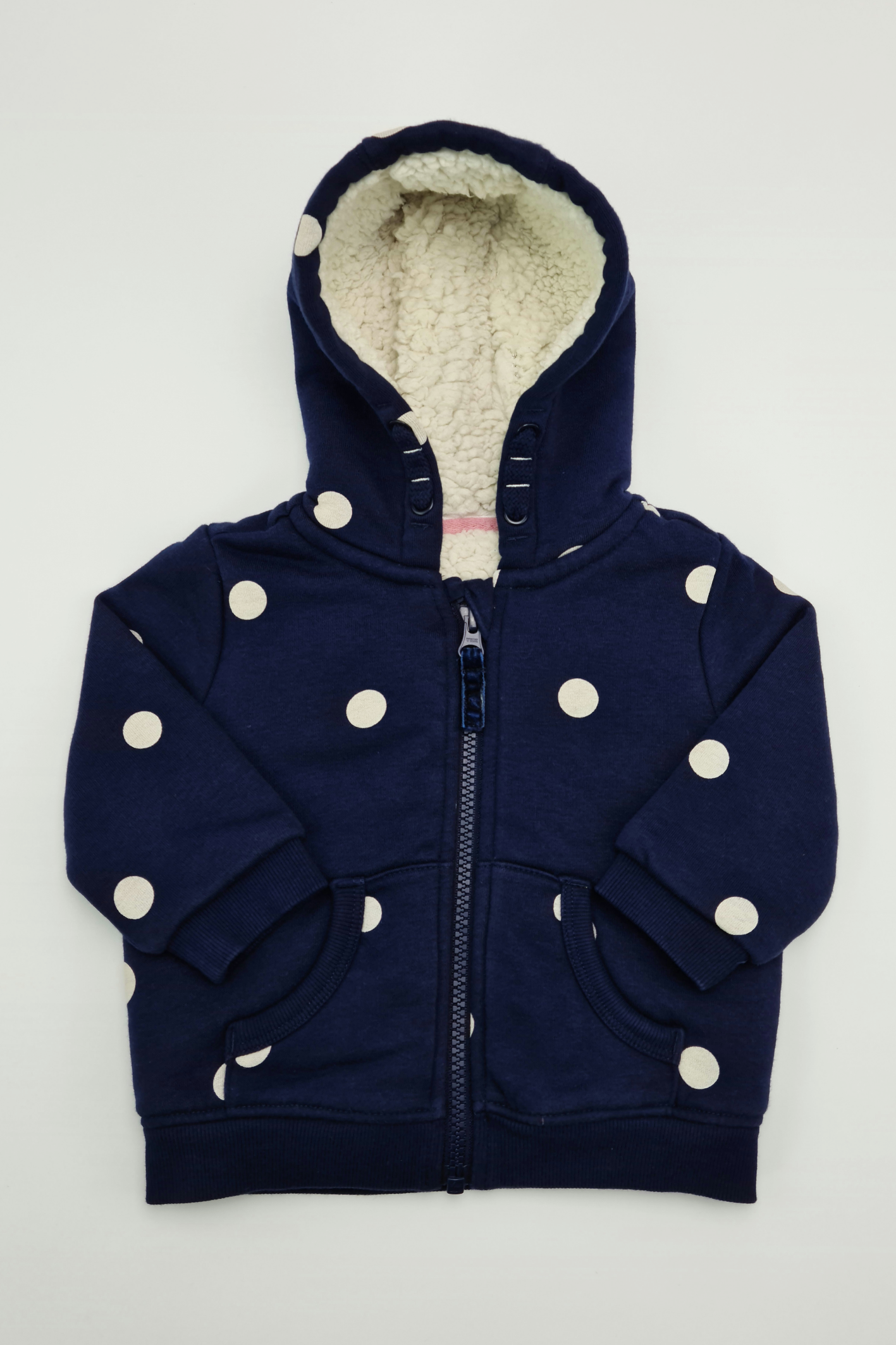 6-9 mois - Sweat à capuche imprimé à pois doublé en polaire (M&S)