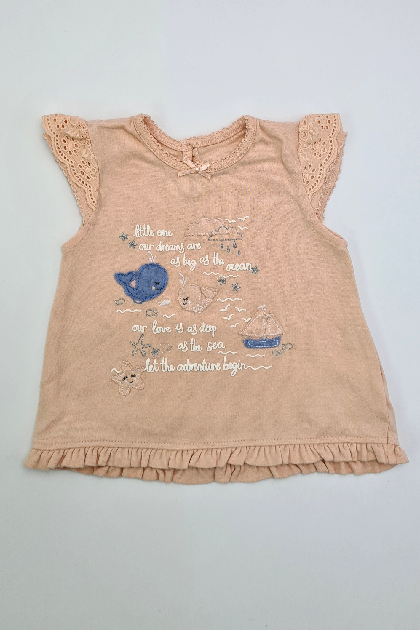 0-3 mois - 'Notre amour est aussi profond que la mer...' T-shirt à manches volantées (George)