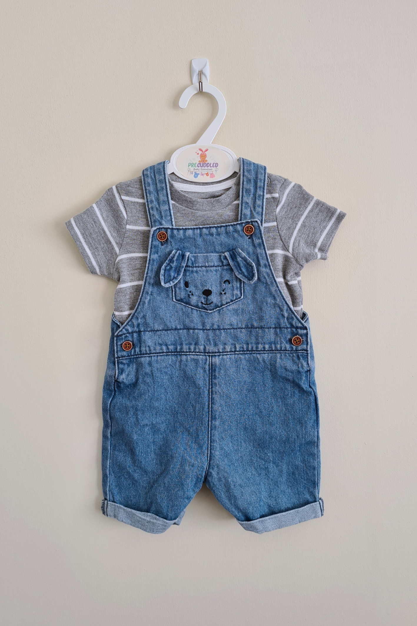 3-6m - Denim Shorts Dungaree Set ((F&F)