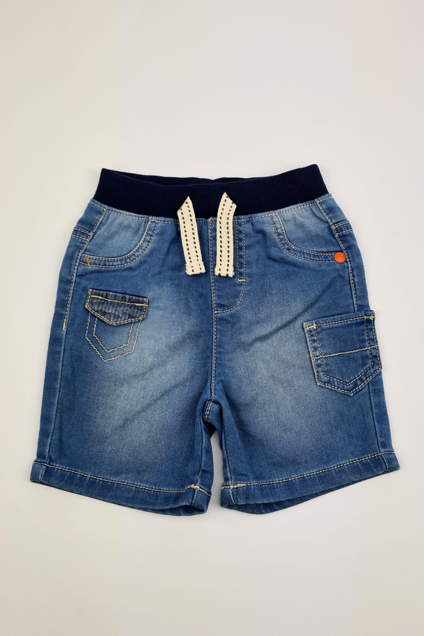 Mid blue hot sale denim shorts