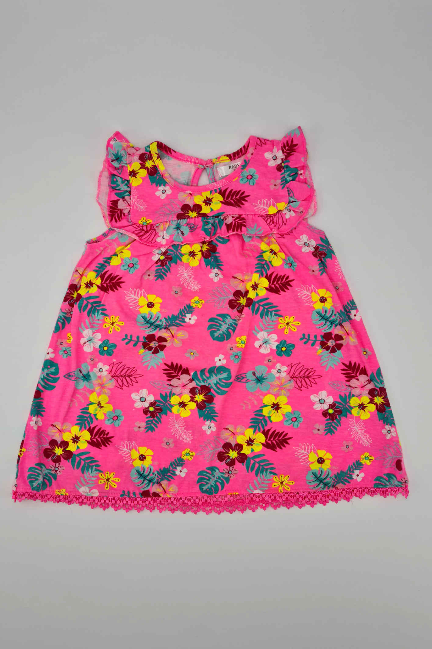 9-12m - Pink Floral Print Sleeveless Dress (M & Co.)