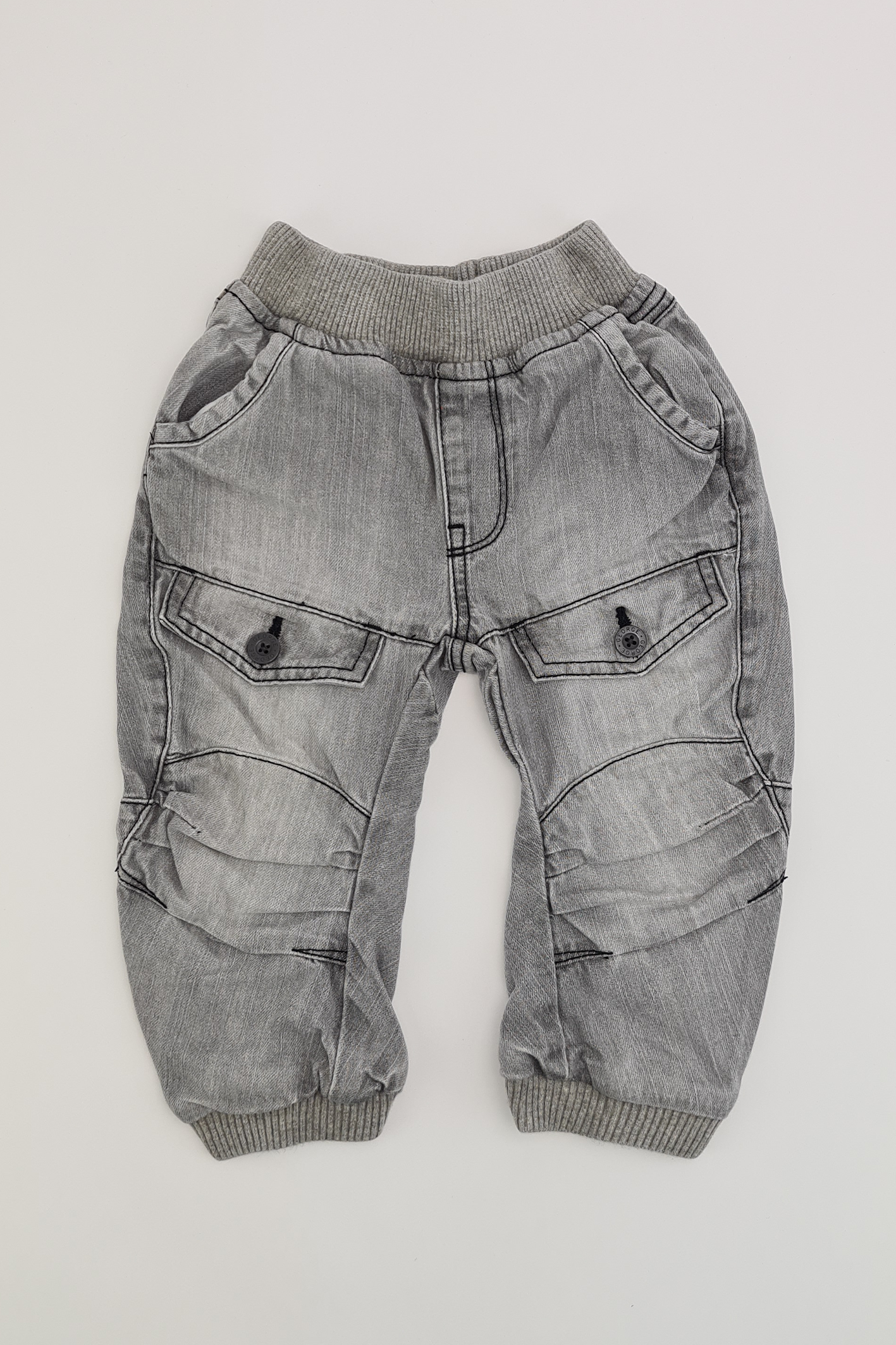 9-12m - Cool Grey Pull On Jogger Jeans (George)