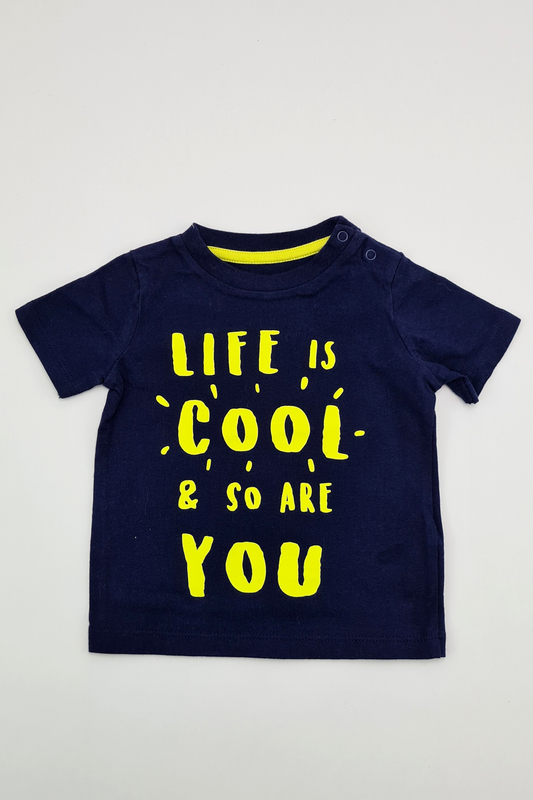 0-3m - 'Life Is Cool & So Are You' T-shirt (F&F)
