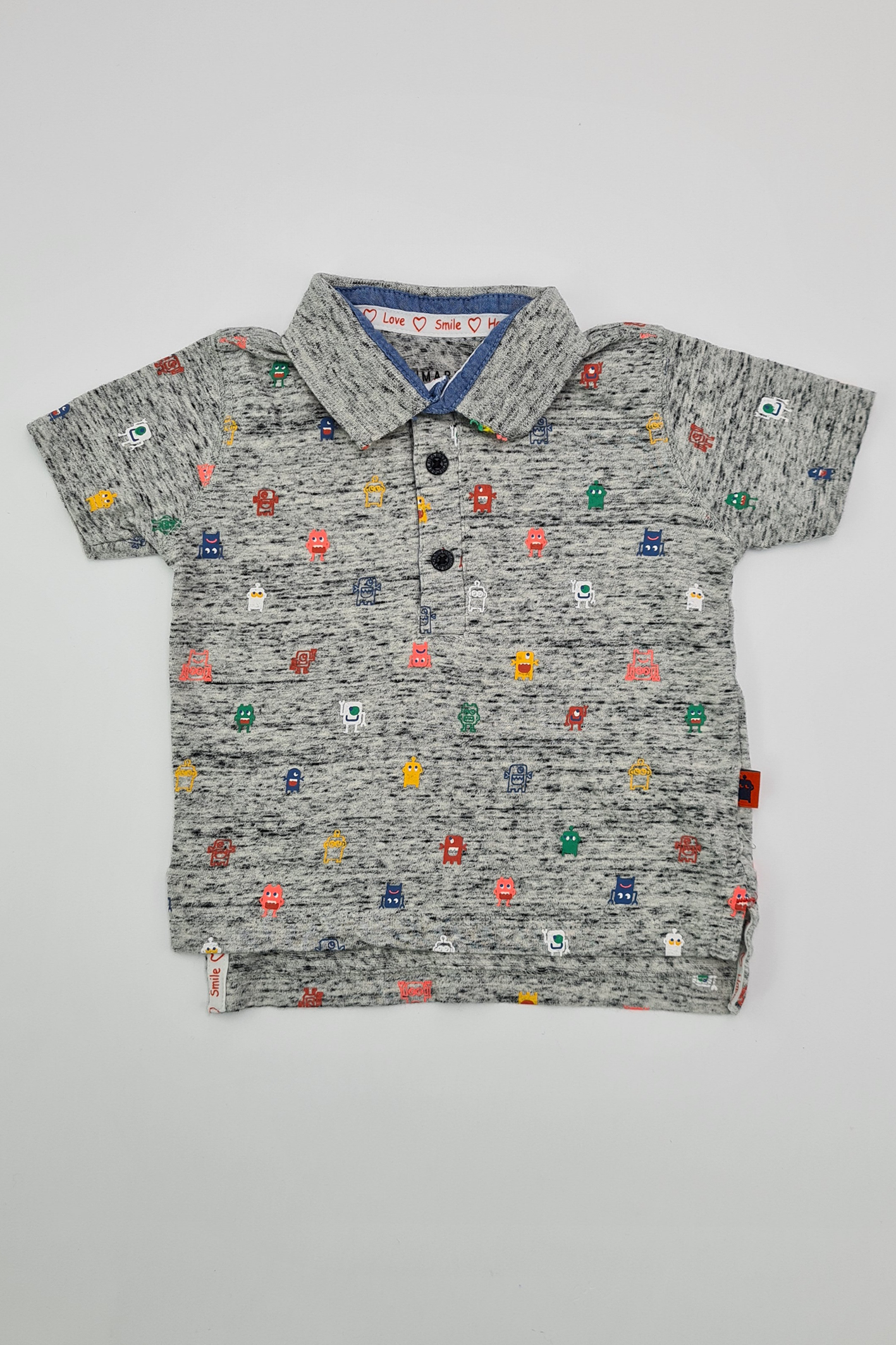 3–6 Monate – Poloshirt mit Monster-Print (Primark)