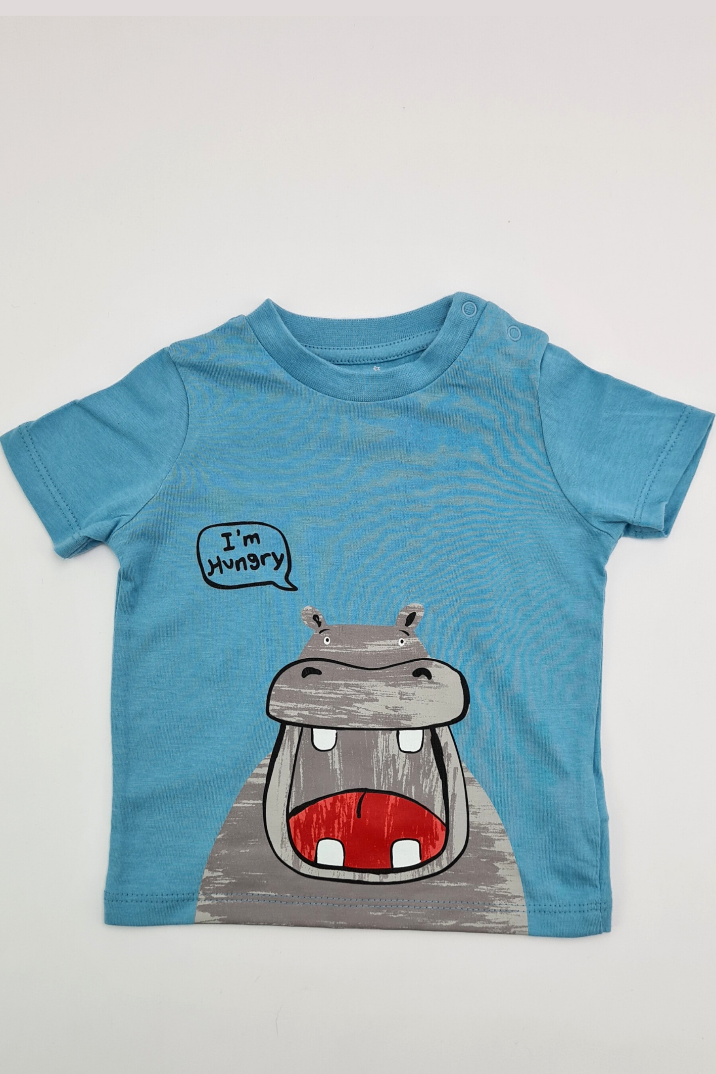 0-3m - 'I'm A Hungry' Little Hippo T-shirt (F&F)