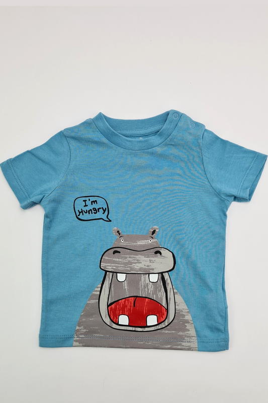 0-3m - 'I'm Hungry' Hippo T-shirt (F&F)