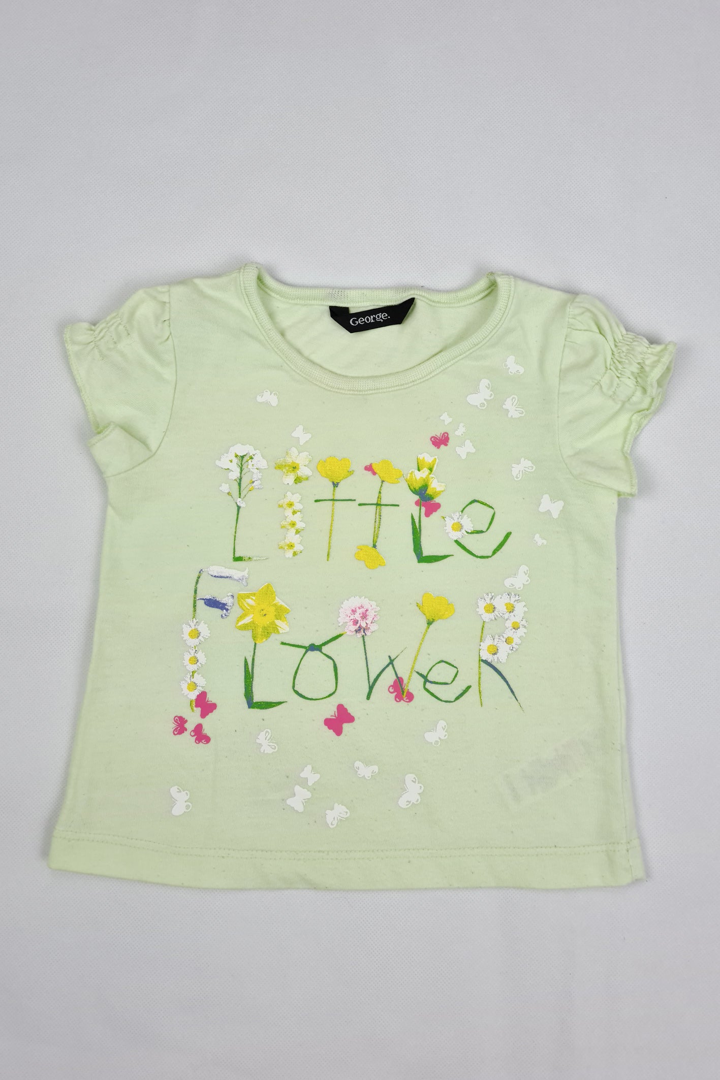 9-12m - 'Little flower' short sleeve green top
