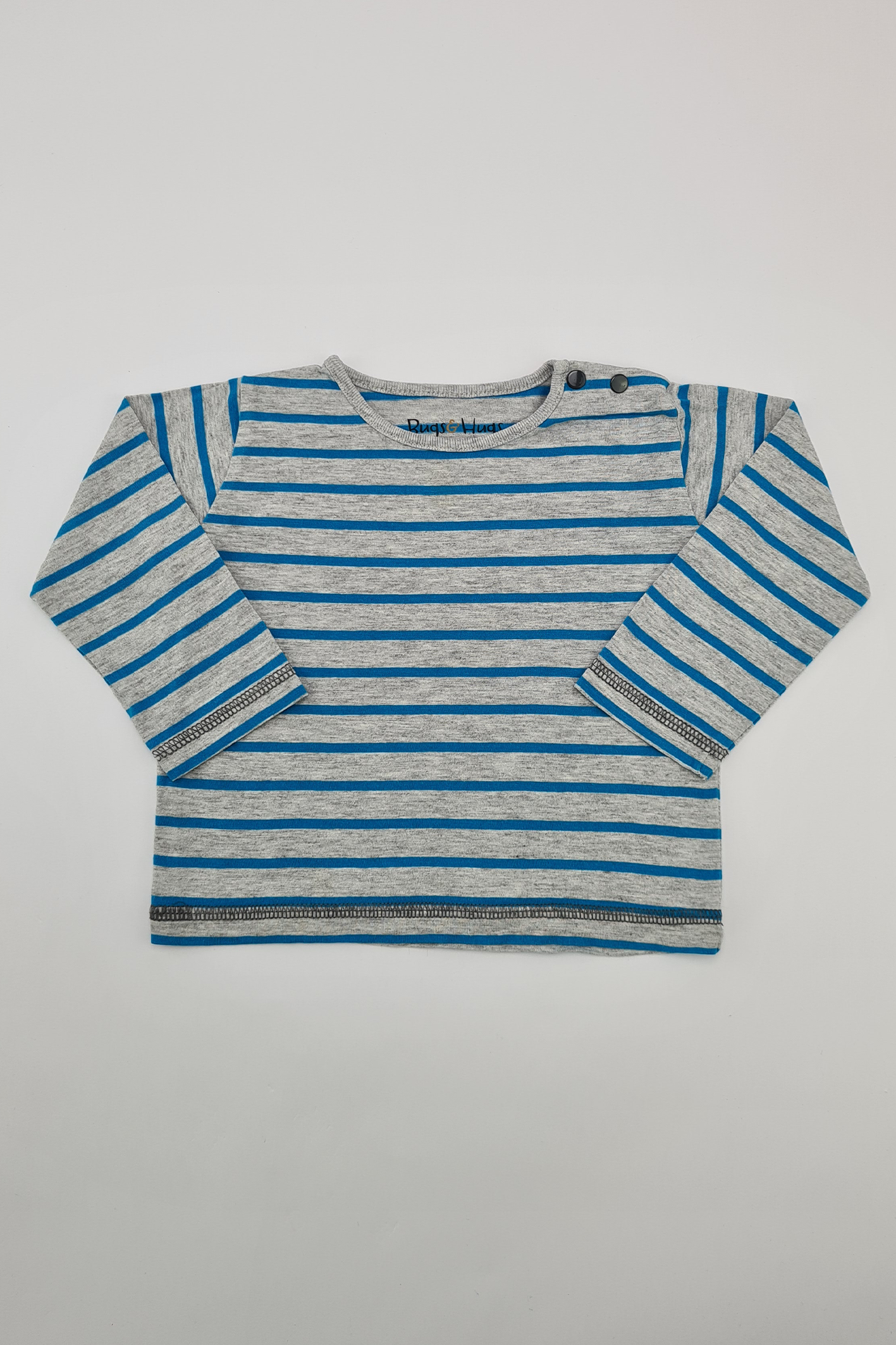 6-9m - T-shirt rayé bleu et gris