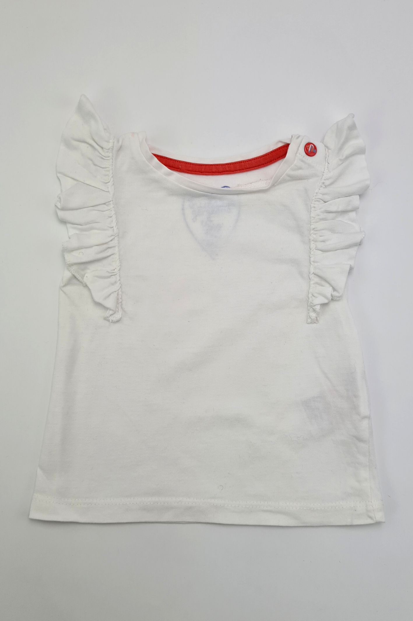 3-6 mois - T-shirt blanc à manches volantées