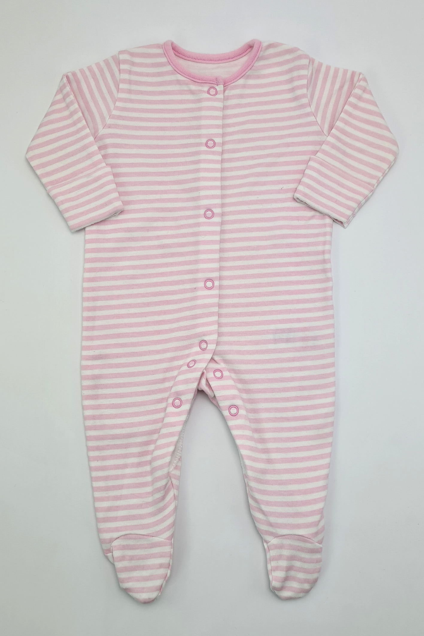 0-3m - Pink & White Stripes Sleepsuit (Matalan)