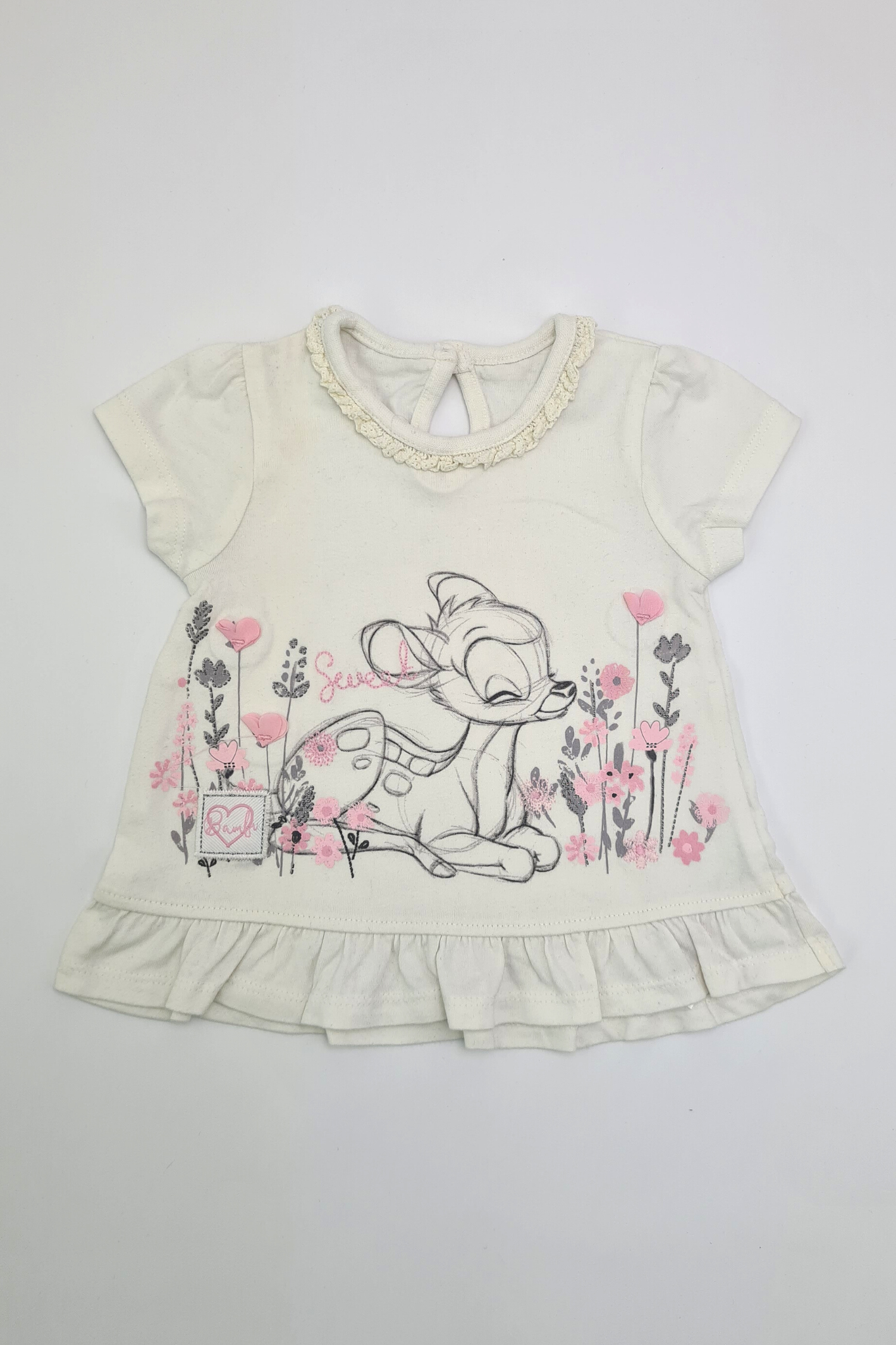 0-3m - Bambi Ruffle Hem Top (George)