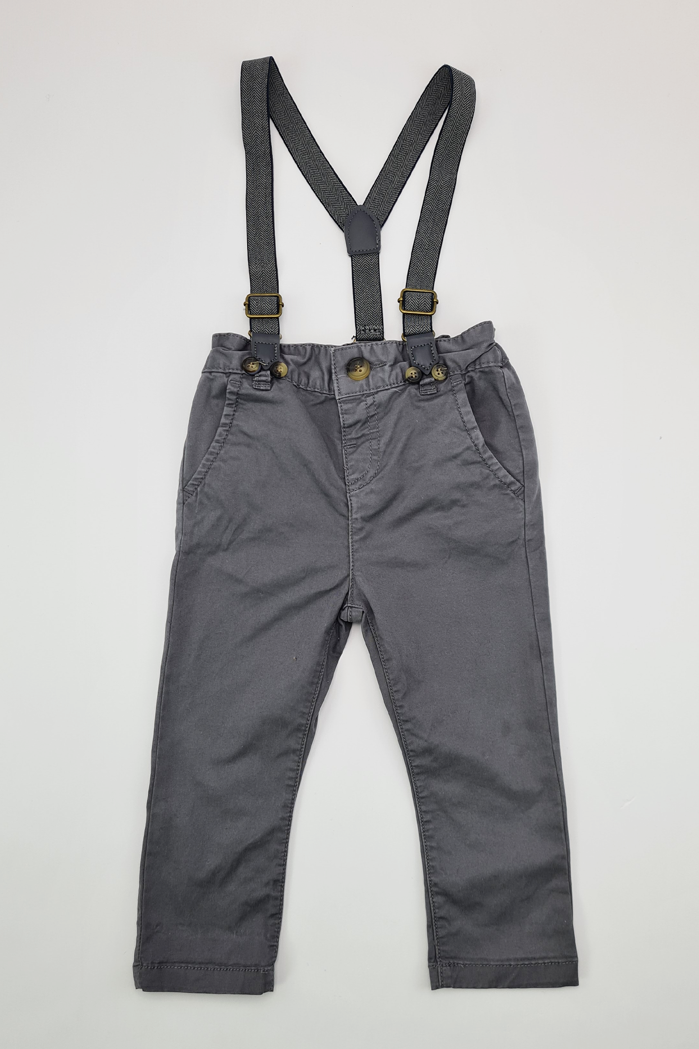 9-12m - Pantalon à Bretelles Gris (Matalan)