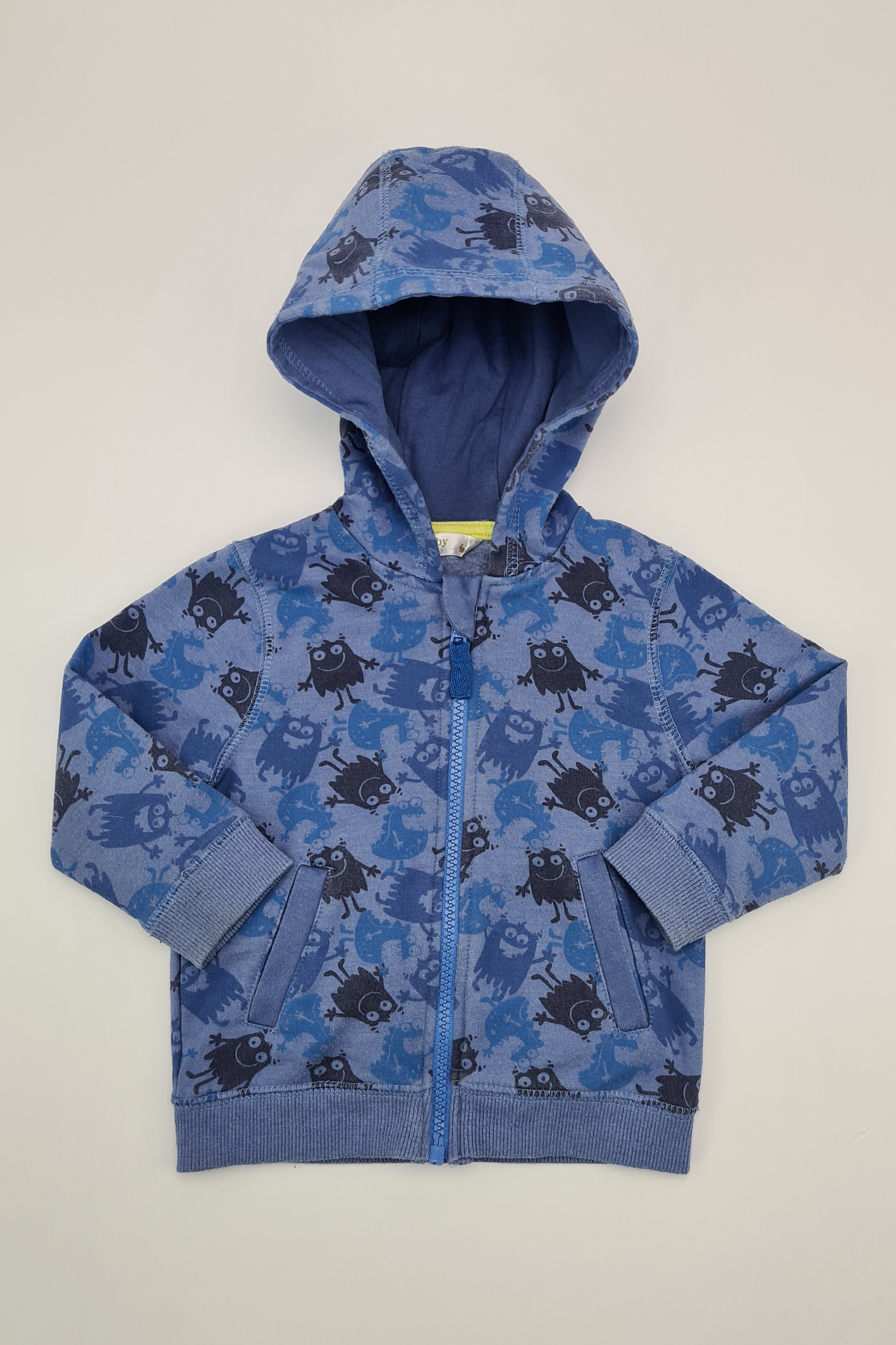 9-12m - Blue Monster Print Hoodie (M&Co)