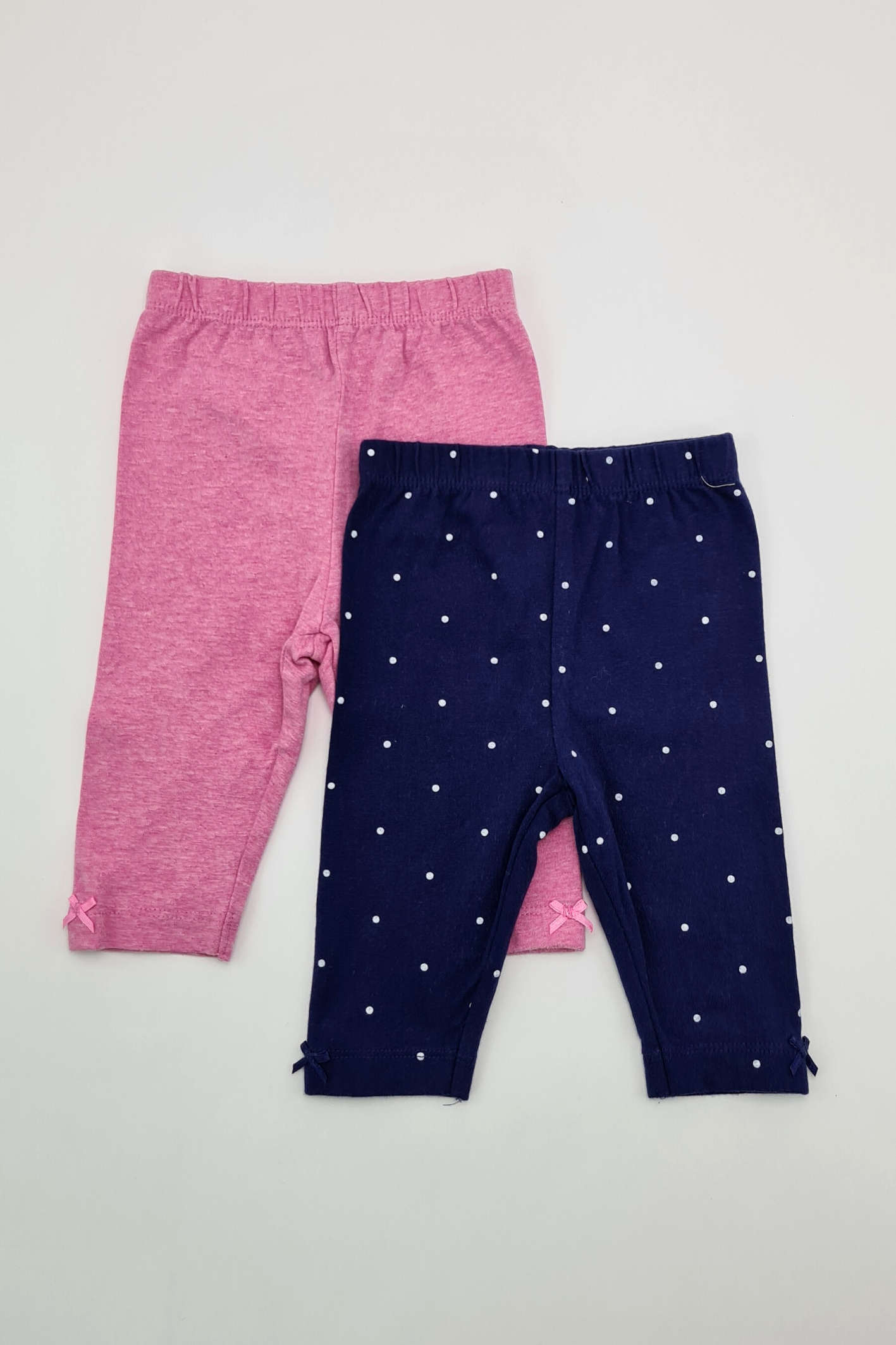 0-3m - Pink And Navy Spot Print Leggings Set (George)