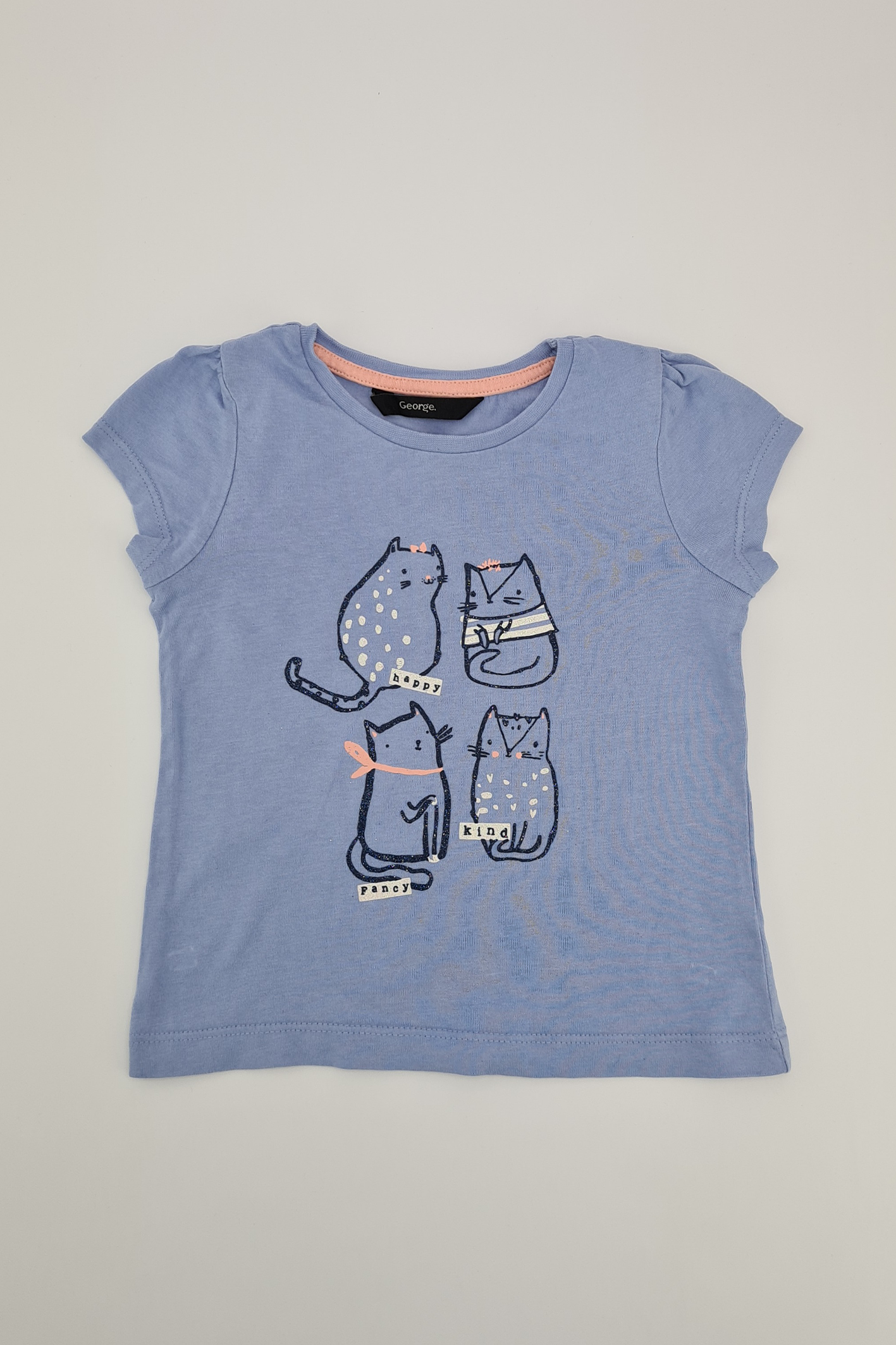 18-24m - 'Happy. Kind. Fancy' Kitty T-shirt