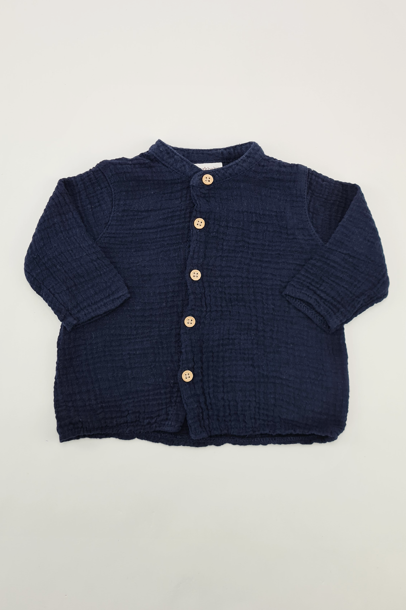 0-3 mois - Haut boutonné bleu marine (Suivant). 100% Coton.