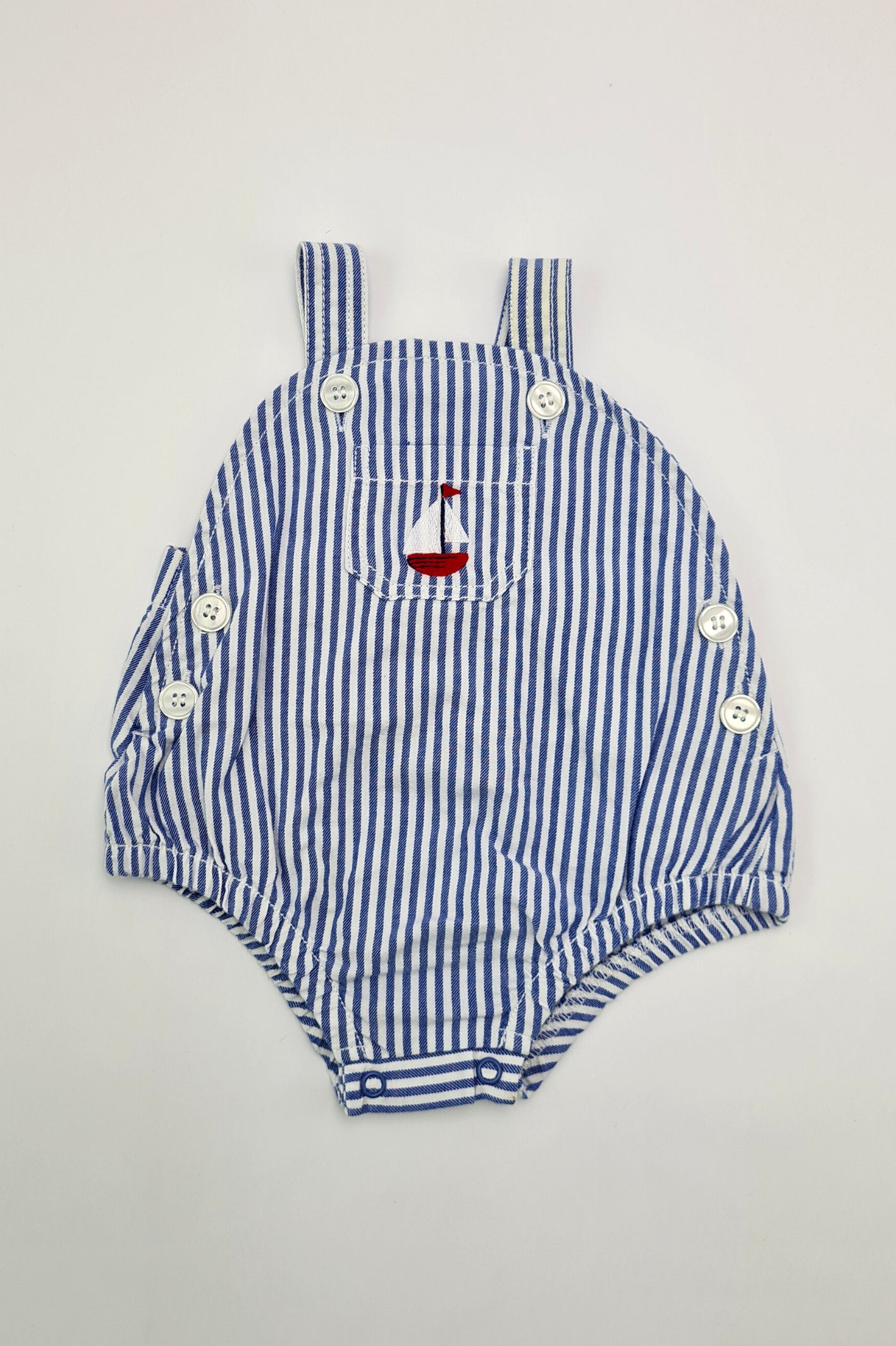 0-3m - Stripe Sailboat Romper (M&Co.)