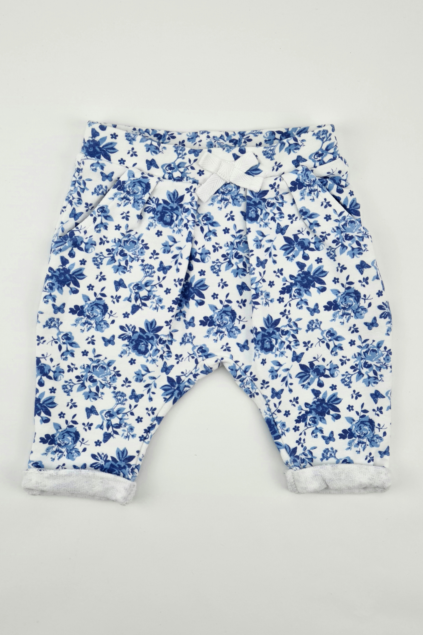 Newborn (7lbs) - Blue Flower Print Joggers (Nutmeg)