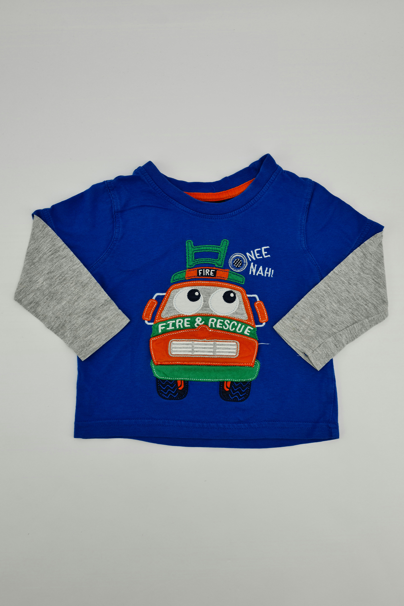 9-12m - Fire & Rescue Engine Longsleeve Layered T-shirt (George)