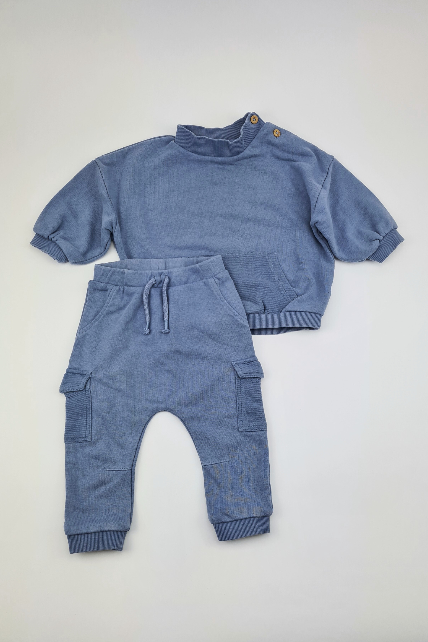 6-9 mois - Pantalon de jogging et sweat-shirt deux pièces bleu