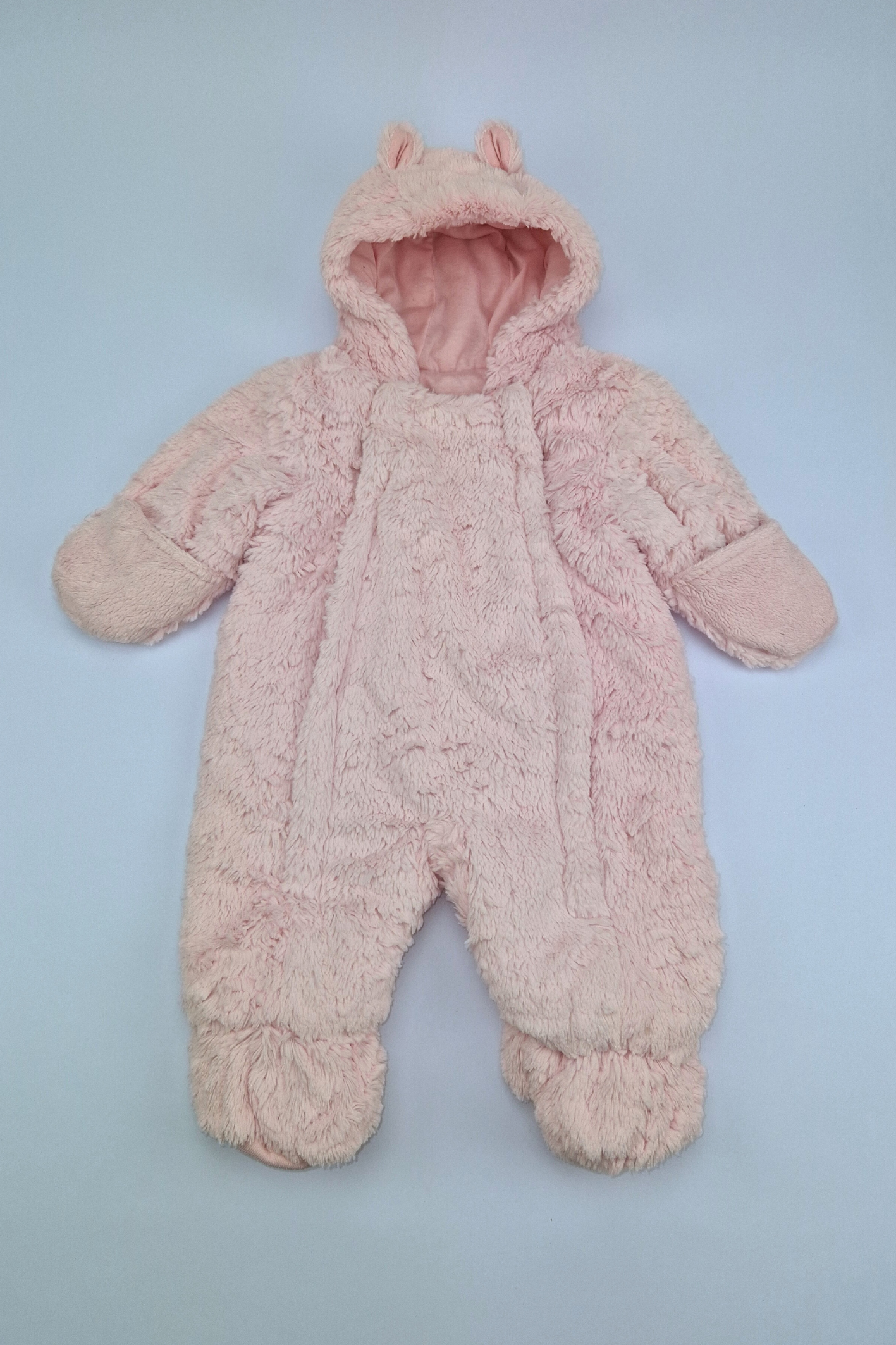 0-3m Pink Fleece Lined Pramsuit 