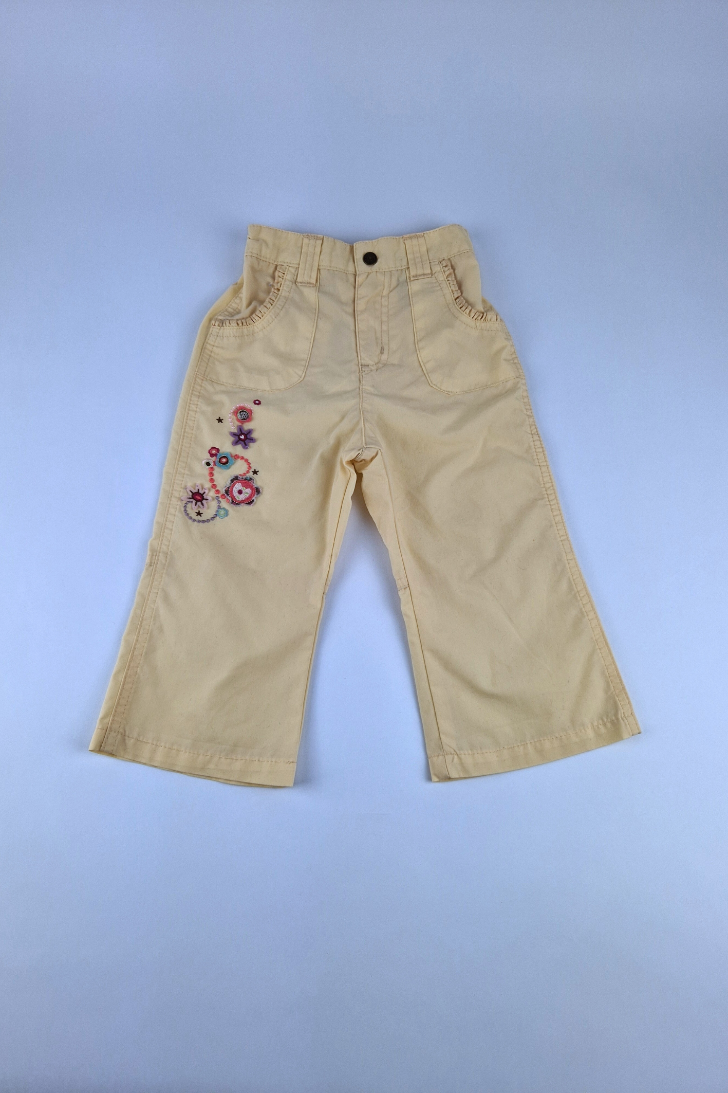 18-24m - Embroidered Wide Leg Yellow Pants