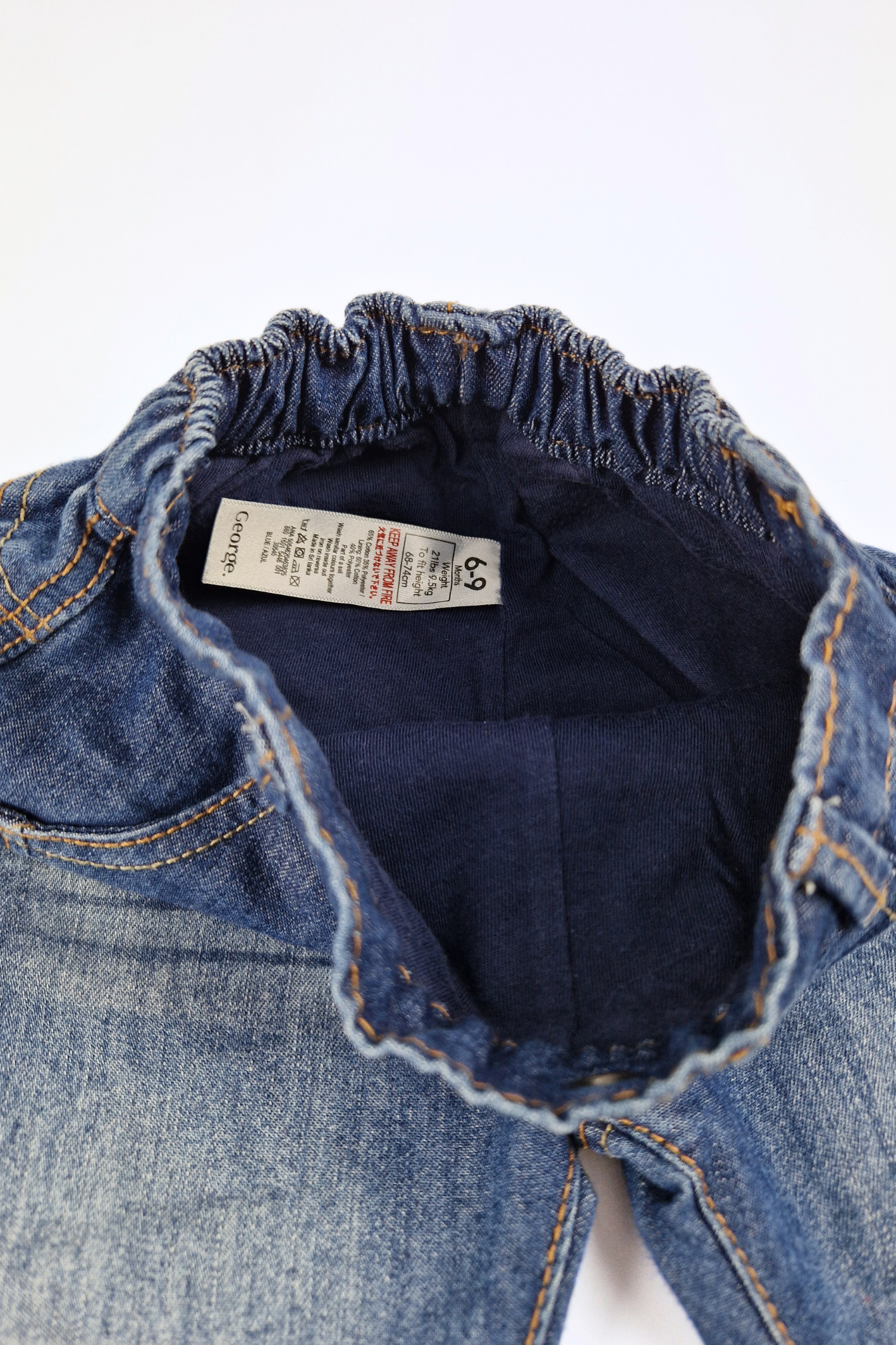 6-9m Mid Blue Cotton Lined Denim Jeans