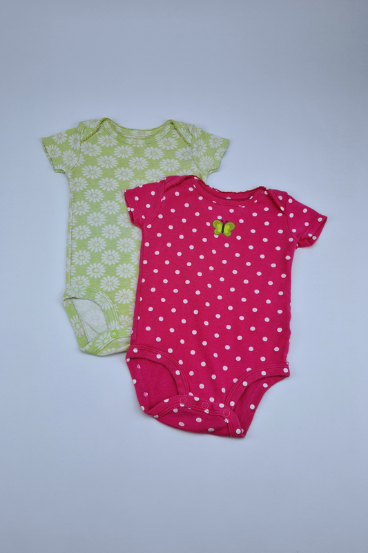 0-3m Pink Polka Dot Butterfly Bodysuit Set