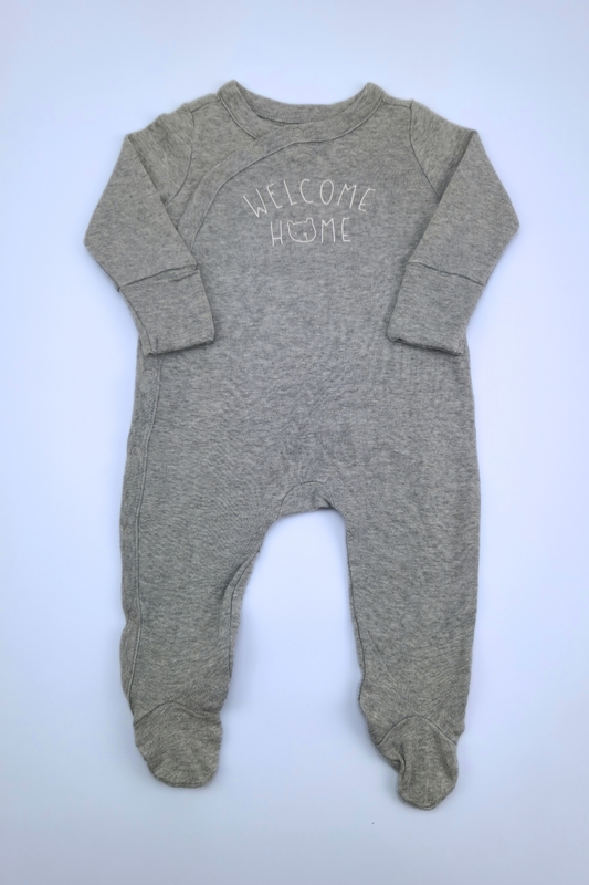 0-3m BabyGap'welcome Home' Grey Jumpsuit