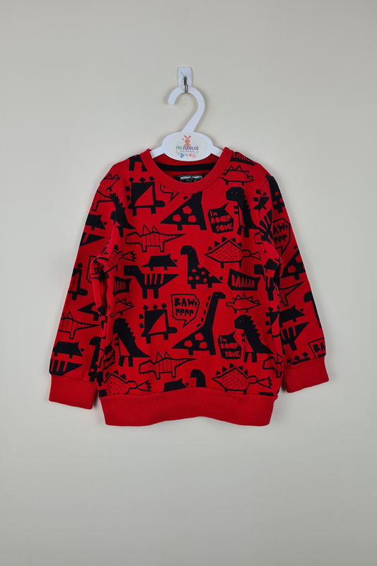 2-3y - Red Geometric Cotton Sweatshirt (Next)