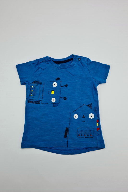 9-12m - Blue Character T-shirt (Mothercare)