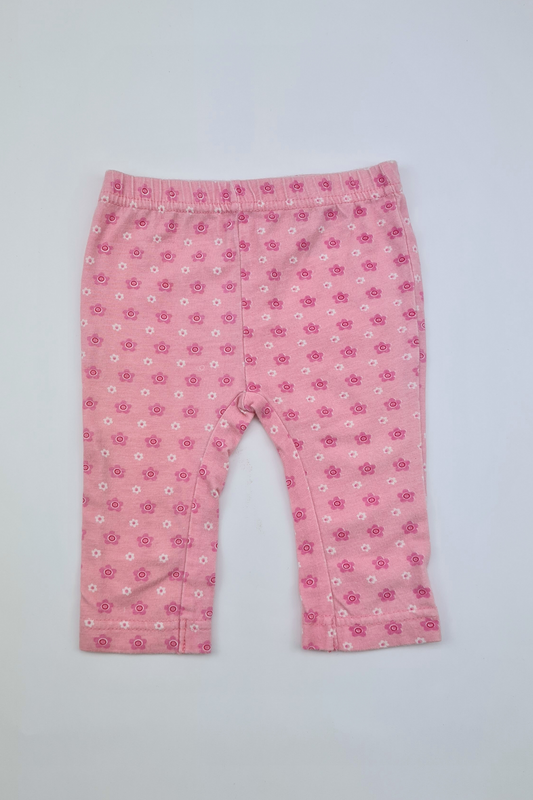 0-3m - Pink Floral Leggings (Cherokee)