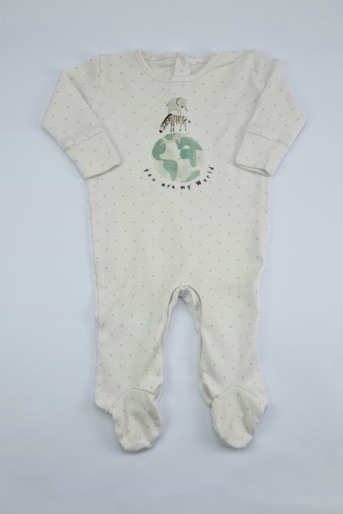 Newborn - 10lbs 4.5kg 'You Are My World' Spot Print Sleepsuit (Matalan)