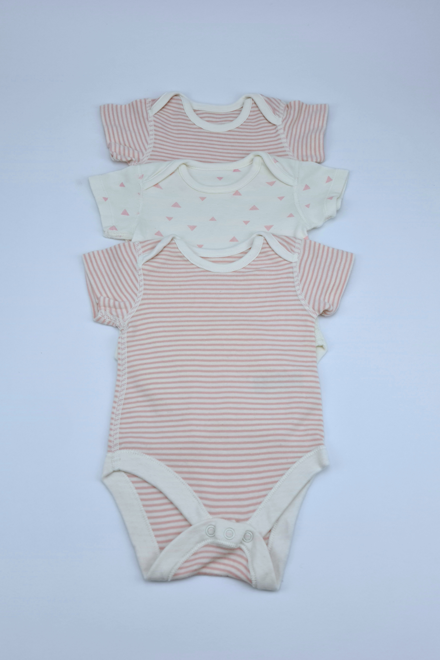 0-3m Pink Striped 3Pack Bodysuit Set