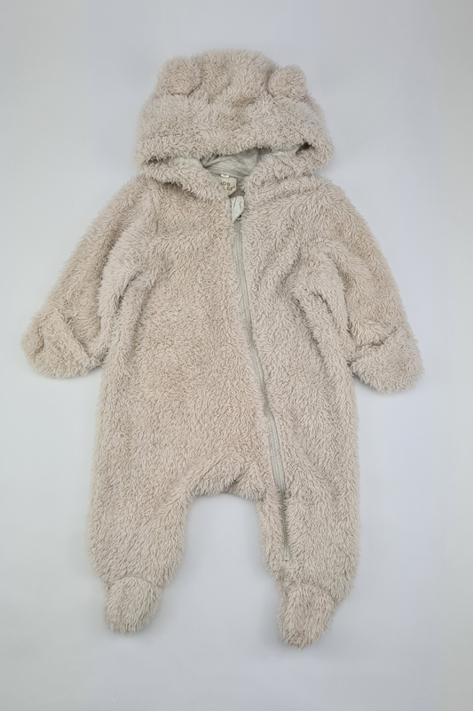0-3m - Beige Fluffy Snow Suit