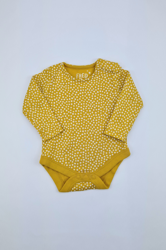 0-3m- Yellow Longsleeve Bodysuit (F&F)