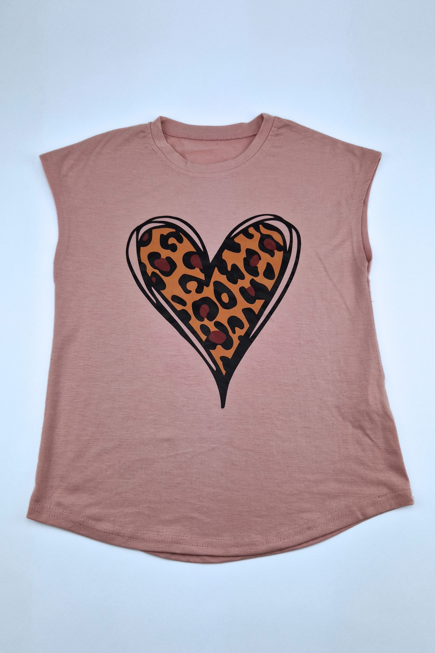 7-8 Years Leopard & Heart Print Tee