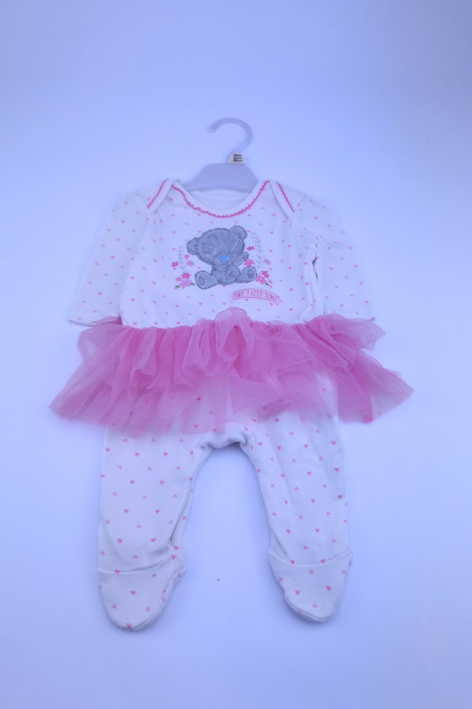 First Size 9lbs/4.1kg 'Tiny Tatty Teddy' Tutu Babygrow