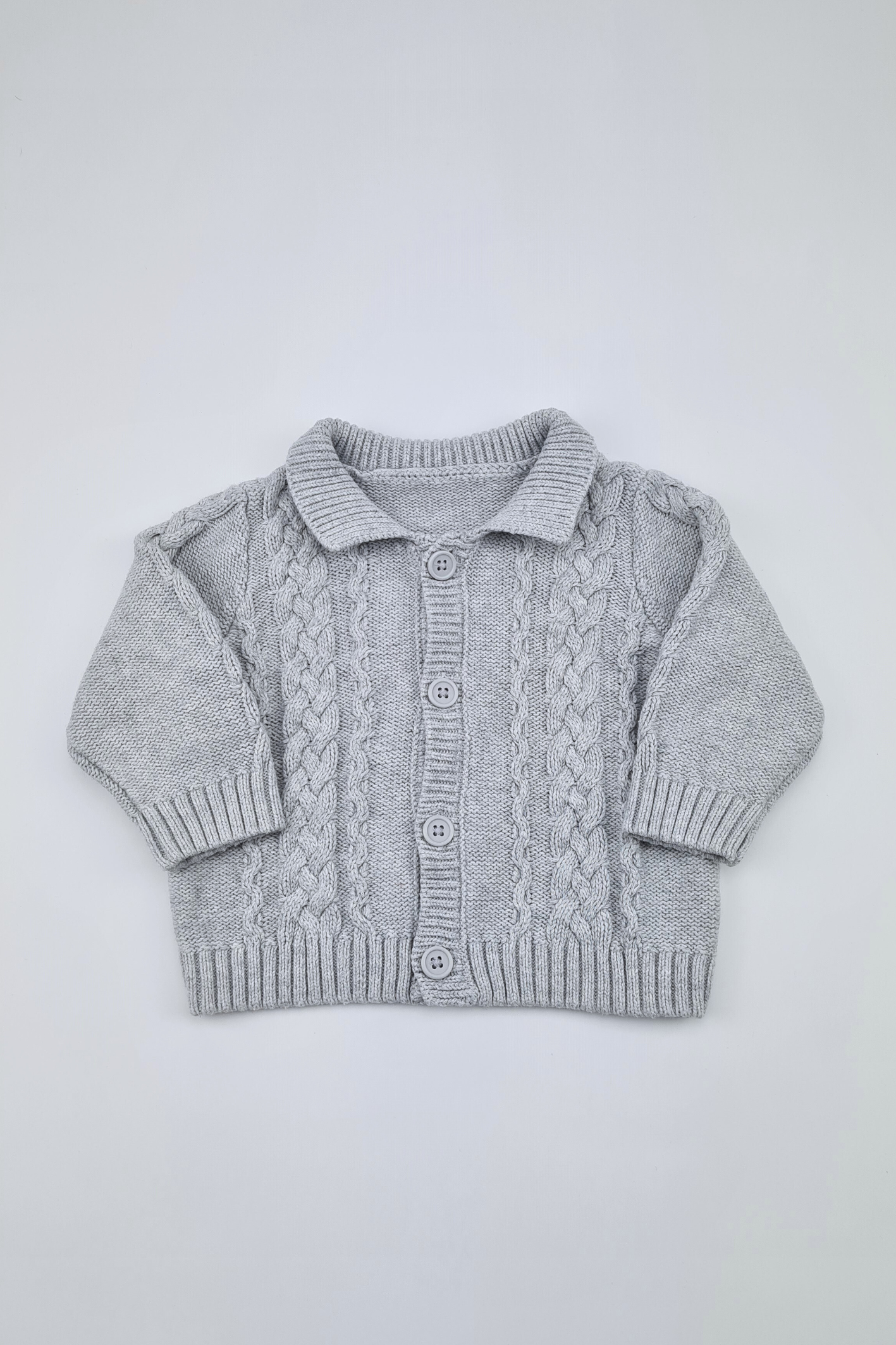 0-3m - Grey Knitted Cardigan (Matalan)